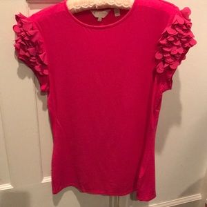 Ted Baker, hot pink, fuchsia stretch flutter sleeve t-shirt
